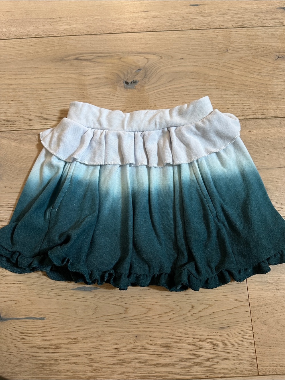 Chaser Girls Ombre Ruffle Skort - White to Teal Green
